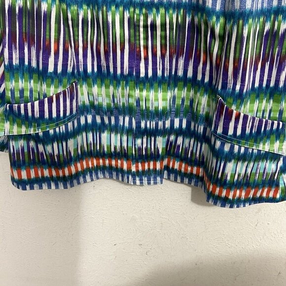 Berek 90’s Y2K Women’s Jacket Sz M Multi-Colored Geometric Zip Front Lightweight - Picture 4 of 8